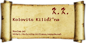 Kolovits Kiliána névjegykártya